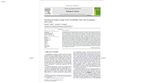 Assessing the trophic ecology of the Coccinellidae: Their roles as predators and as prey